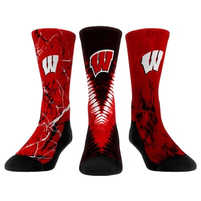  Wisconsin Badgers Rock Em Unisex Three-Pack Crew Socks Set - 