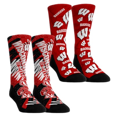 Wisconsin Badgers Rock Em Unisex Two-Piece Team Blast Crew Socks Set