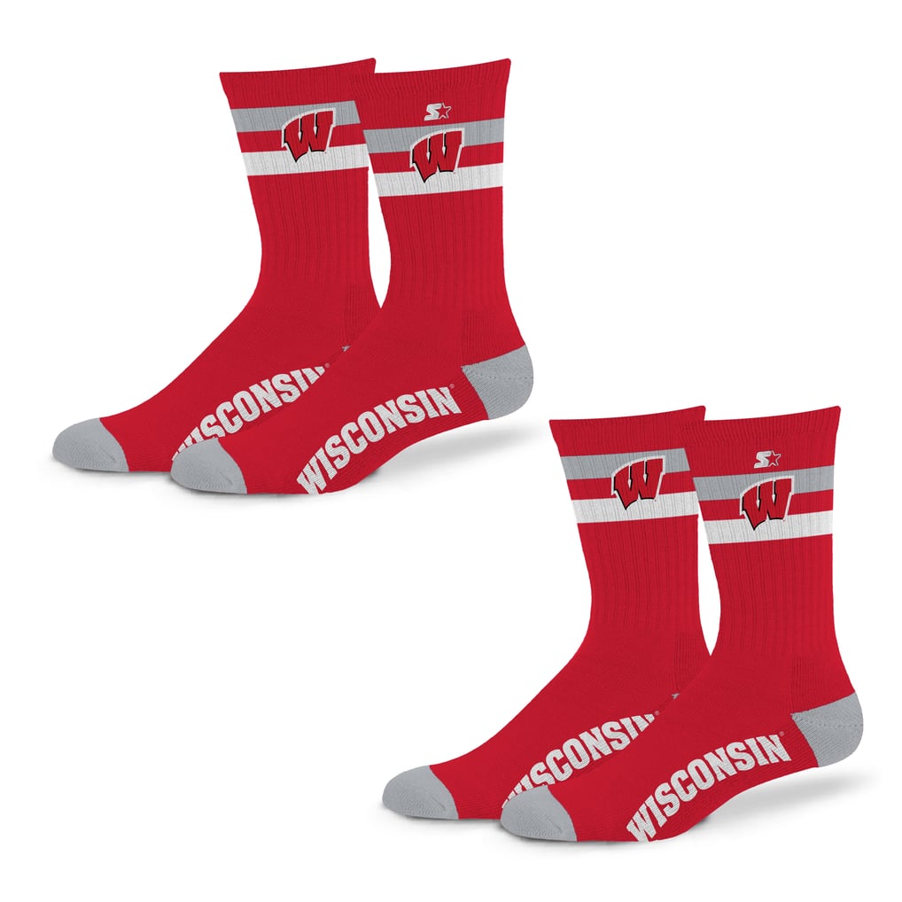 Wisconsin Badgers Starter Unisex Team Color 2-Stripe 2-Pack Crew Socks Set
