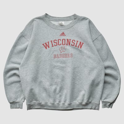 Wisconsin Badgers Adidas 2000s Pullover Sweatshirt - Heather Gray - M by Fanatics Real Vintage