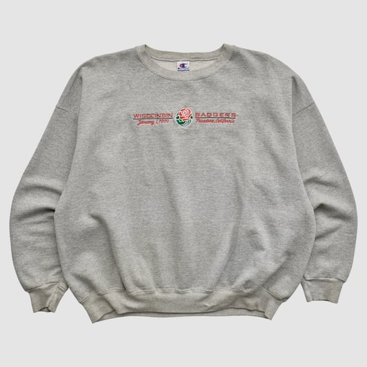 Wisconsin Badgers Champion 1999 Pullover Sweatshirt - Heather Gray - XL by Fanatics Real Vintage