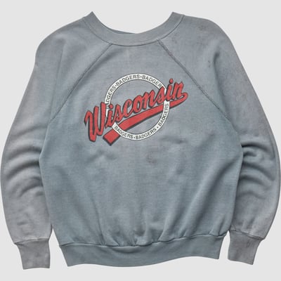 Wisconsin Badgers Champion 80s Pullover Sweatshirt - Gray - XXS by Fanatics Real Vintage