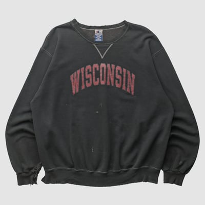 Wisconsin Badgers Champion 90s Pullover Sweatshirt - Black - L by Fanatics Real Vintage