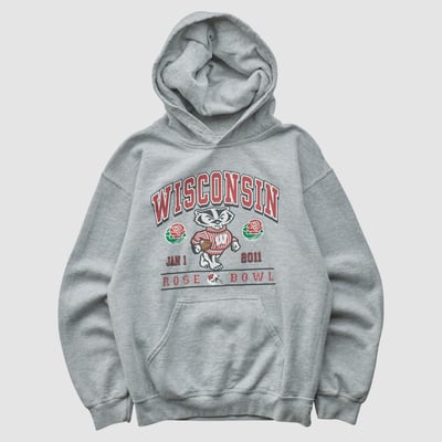 Wisconsin Badgers Gildan 2011 Hooded Pullover Sweatshirt - Gray - XS by Fanatics Real Vintage