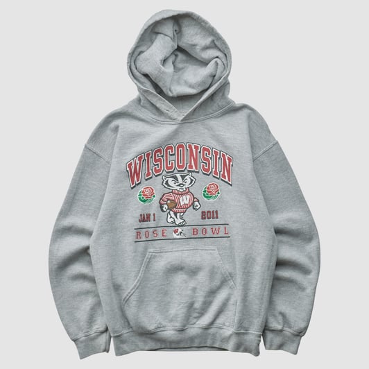 Wisconsin Badgers Gildan 2011 Hooded Pullover Sweatshirt - Gray - XS by Fanatics Real Vintage