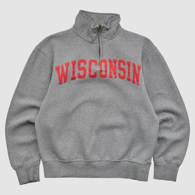 Wisconsin Badgers Jansport 2010s 1/4 Zip Sweatshirt - Heather Gray - XXS by Fanatics Real Vintage