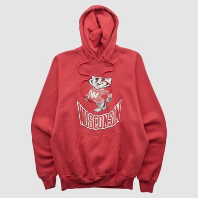 Wisconsin Badgers Lee Apparel 90s Hooded Pullover Sweatshirt - Red - S by Fanatics Real Vintage