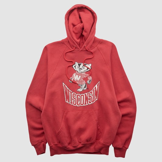 Wisconsin Badgers Lee Apparel 90s Hooded Pullover Sweatshirt - Red - S by Fanatics Real Vintage