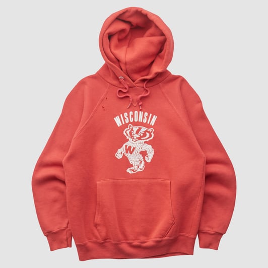 Wisconsin Badgers The Heavyweight 80s Hooded Pullover Sweatshirt - Red - XS by Fanatics Real Vintage