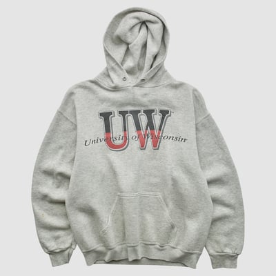 Wisconsin Badgers TNT 90s Hooded Pullover Sweatshirt - Heather Gray - XS by Fanatics Real Vintage
