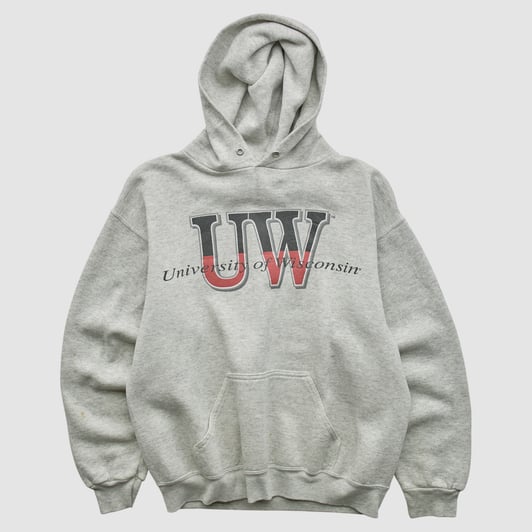 Wisconsin Badgers TNT 90s Hooded Pullover Sweatshirt - Heather Gray - XS by Fanatics Real Vintage