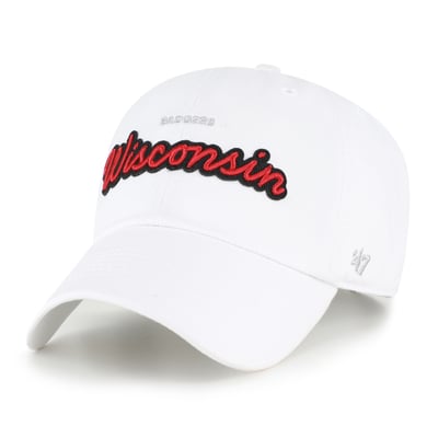 Wisconsin Badgers '47 Women's Trendy Script Clean Up Adjustable Hat - White