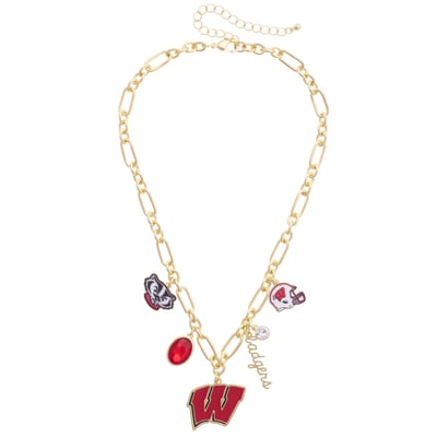 Wisconsin Badgers CANVAS Style Women's Game Day Charm Necklace