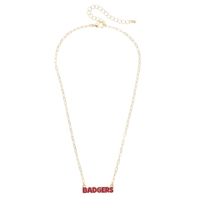 Wisconsin Badgers CANVAS Style Women's Nameplate Necklace