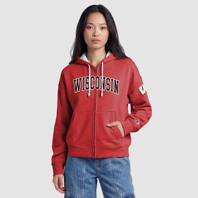 Wisconsin Badgers Champion Women's Arch Full-Zip Fleece Hoodie - Red