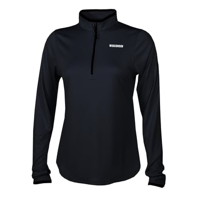  Wisconsin Badgers Columbia Women's Fairway Breeze Quarter-Zip Pullover - Black