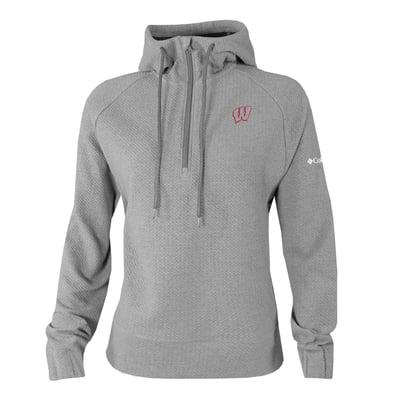  Wisconsin Badgers Columbia Women's Swingcraft Fleece Hoodie - Gray