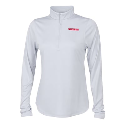  Wisconsin Badgers Columbia Women's Fairway Breeze Quarter-Zip Pullover - White