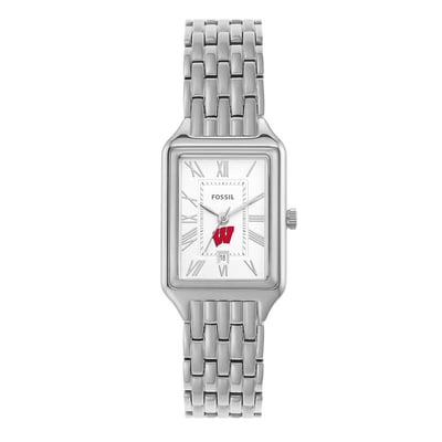 Wisconsin Badgers Fossil Women's Raquel Three-Hand Date Stainless Steel Watch