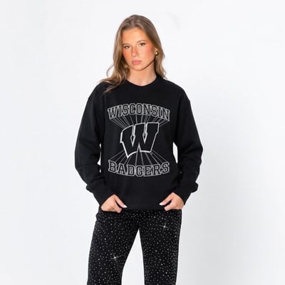 Wisconsin Badgers Gameday Couture Women's Spotlight Oversized Long Sleeve T-Shirt - Black