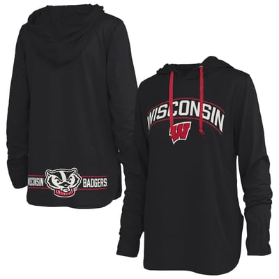 Wisconsin Badgers Pressbox Women's Allie Long Sleeve Hooded T-Shirt - Black

