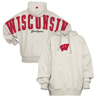Wisconsin Badgers Pressbox Women's Belvedere Oversized Hoodie - Gray