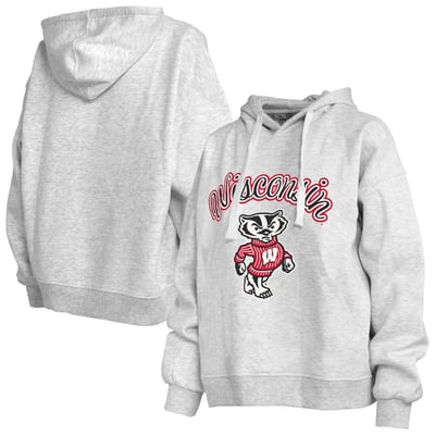  Wisconsin Badgers Pressbox Women's Janise Pullover Hoodie - Heather Gray