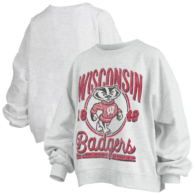 Wisconsin Badgers Pressbox Women's Oversized Bravo Melange Janise Sweatshirt - Heather Gray