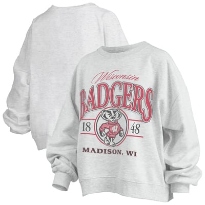 Wisconsin Badgers Pressbox Women's Oversized Vinson Melange Janise Sweatshirt - Heather Gray