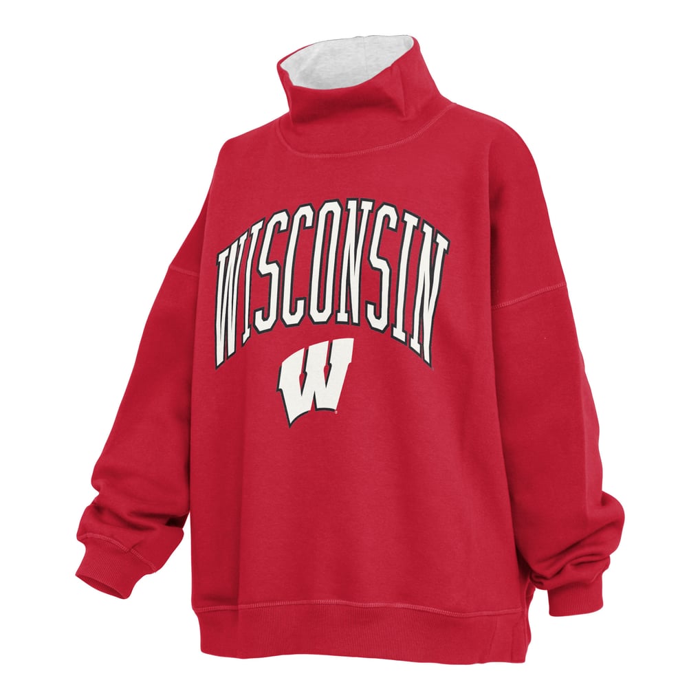  Wisconsin Badgers Pressbox Women's Oversized Mock Neck Sweatshirt - Red