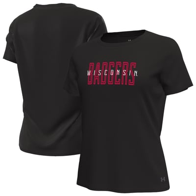  Wisconsin Badgers Under Armour Women's Tech Stretch T-Shirt - Black