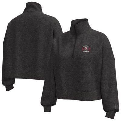 Wisconsin Badgers Under Armour Women's Icon Fleece Half-Zip Jacket - Heather Black