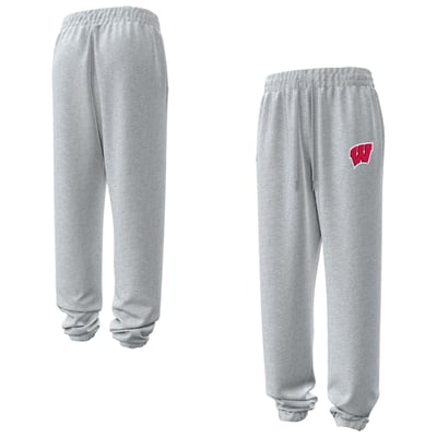  Wisconsin Badgers Under Armour Women's Icon Fleece Puddle Pants - Heather Gray