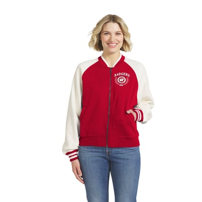  Wisconsin Badgers WEAR by Erin Andrews Women's Raglan Full-Zip Jacket - Red