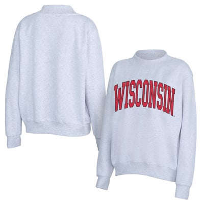Wisconsin Badgers ZooZatz Women's Team Arch Mock Neck Sweatshirt - Gray