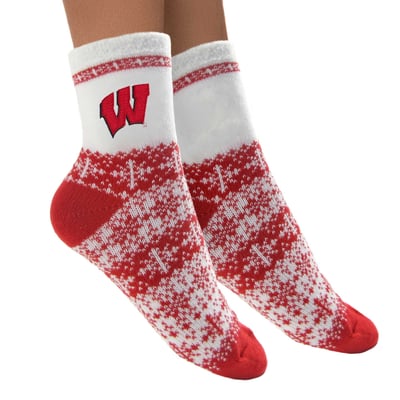 Wisconsin Badgers ZooZatz Women's Fuzzy Holiday Crew Socks