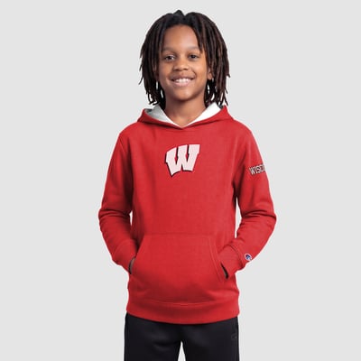  Wisconsin Badgers Champion Youth Fleece Hoodie - Red