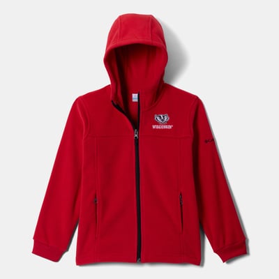  Wisconsin Badgers Columbia Youth Flanker Fleece Full-Zip Hoodie - Red