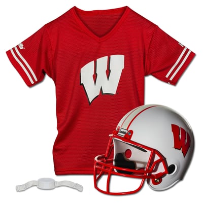 Wisconsin Badgers Franklin Sports Youth NCAA Deluxe Helmet & Jersey Set