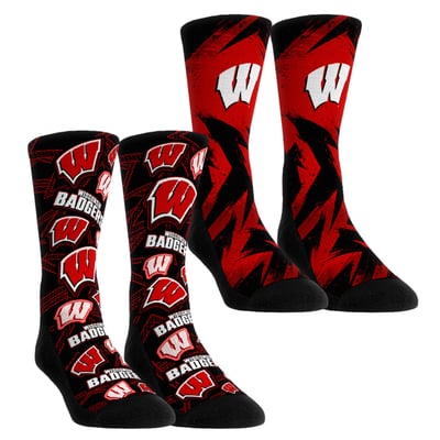  Wisconsin Badgers Rock Em Youth Game Day Two-Pack Crew Socks Set - Red