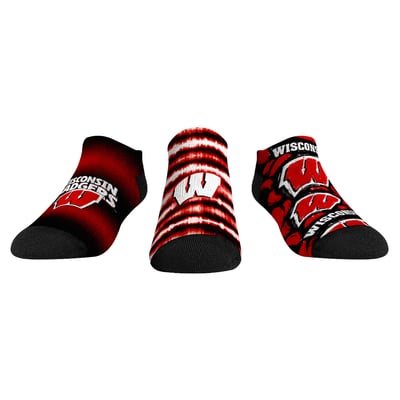  Wisconsin Badgers Rock Em Youth Make Some Noise Three-Pack Low-Cut Socks Set - Red