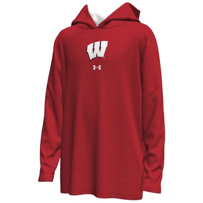  Wisconsin Badgers Under Armour Youth Gameday Armourfuse Lightweight Hoodie - Red