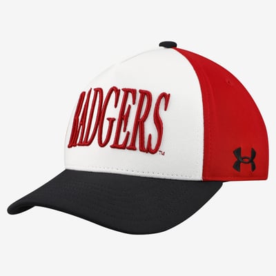 Wisconsin Badgers Under Armour Youth Blitzing Accent Adjustable Hat - White/Black