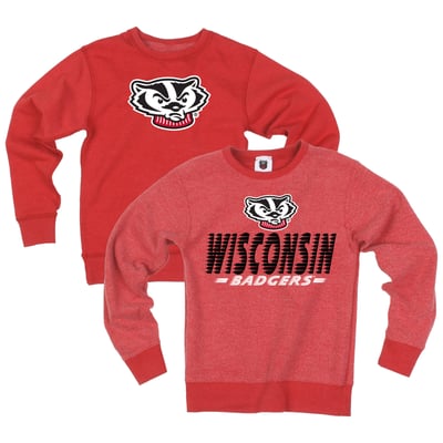  Wisconsin Badgers Wes & Willy Youth Reversible Sweatshirt - Red