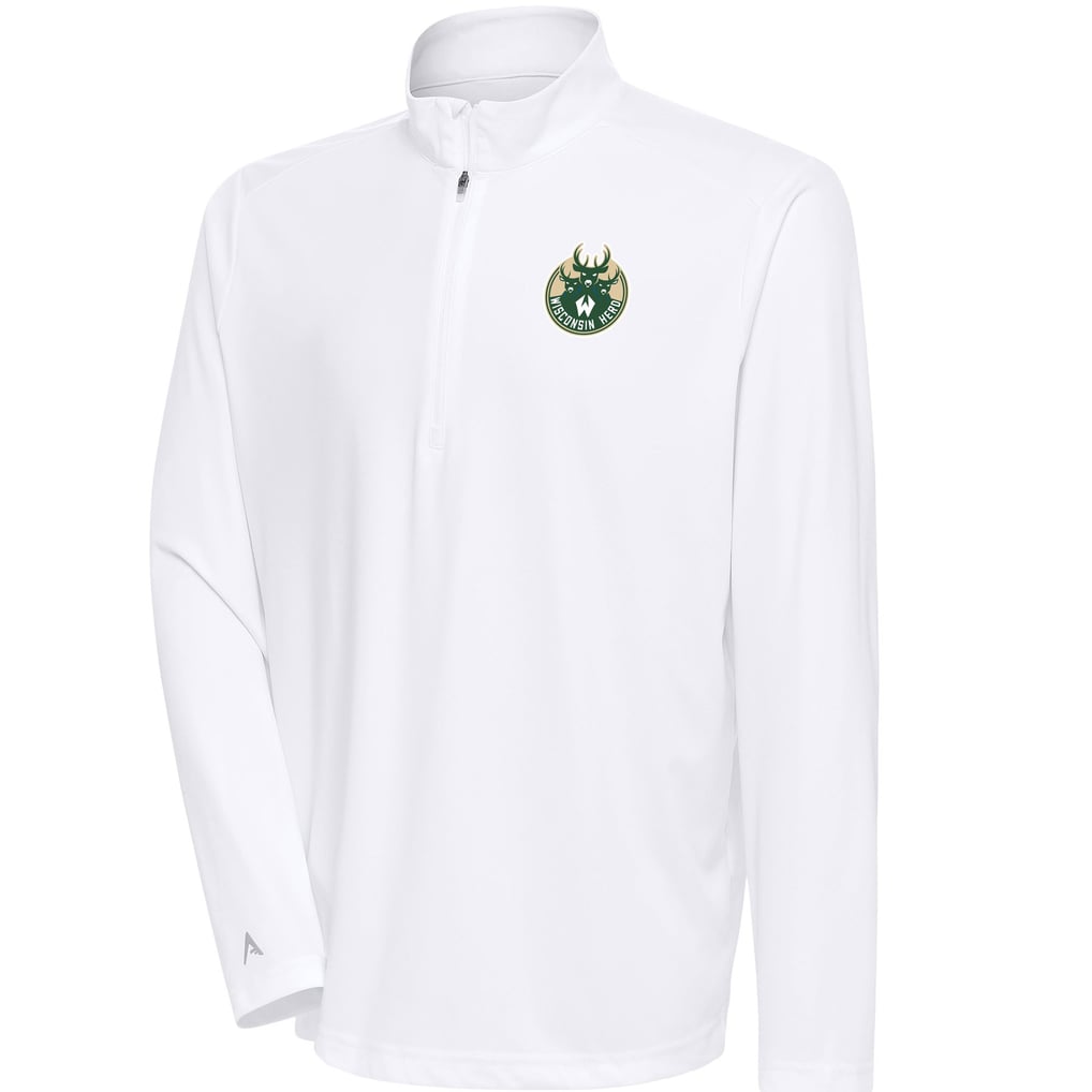  Wisconsin Herd Antigua Tribute Quarter-Zip Pullover Top - White