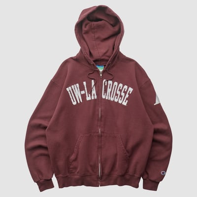 Wisconsin-La Crosse Eagles Champion 2010s Hooded Full Zip Sweatshirt - Maroon - S by Fanatics Real Vintage