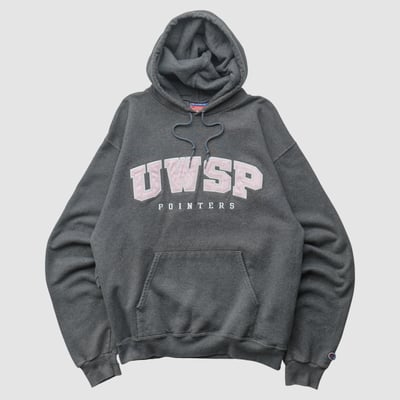 Wisconsin-Stevens Point Pointers Champion 2000s Hooded Pullover Sweatshirt - Charcoal - XS by Fanatics Real Vintage