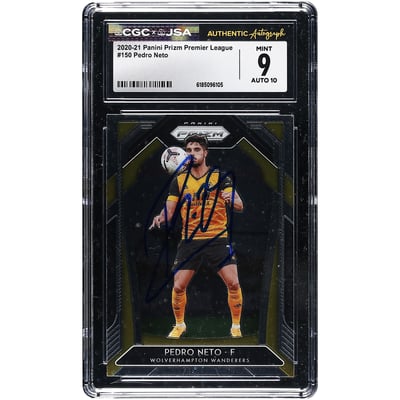 Pedro Neto Wolverhampton Wanderers Autographed 2020-21 Panini Prizm Premier League #150 CGC Authenticated 9/10 Card