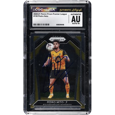 Pedro Neto Wolverhampton Wanderers Autographed 2020-21 Panini Prizm Premier League #150 CGC Authenticated Auto 10 Card
