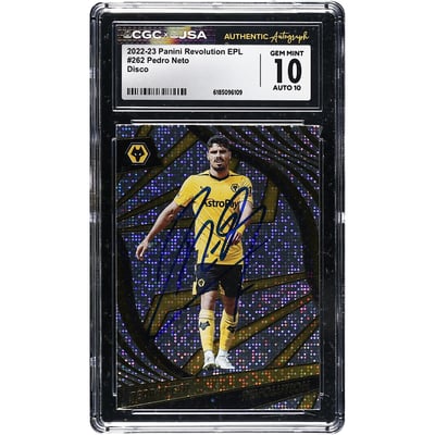 Pedro Neto Wolverhampton Wanderers Autographed 2022-23 Panini Revolution EPL Disco #262 CGC Authenticated 10/10 Card